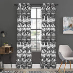 White And Black Indian Elephant Print Curtain