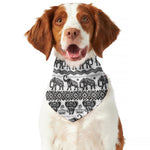 White And Black Indian Elephant Print Dog Bandana