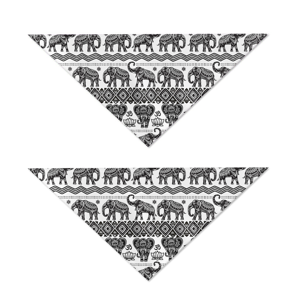 White And Black Indian Elephant Print Dog Bandana