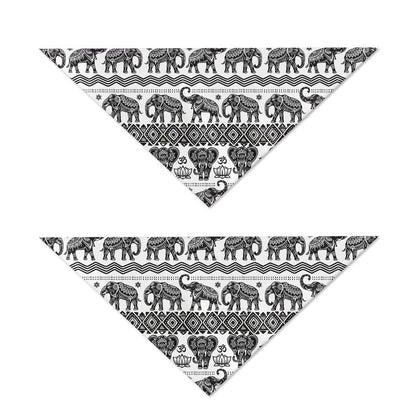 White And Black Indian Elephant Print Dog Bandana