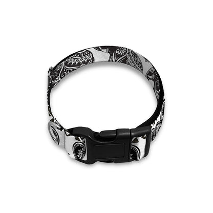 White And Black Indian Elephant Print Dog Collar