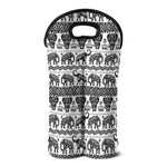 White And Black Indian Elephant Print Double Neoprene Wine Tote