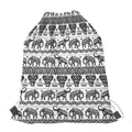 White And Black Indian Elephant Print Drawstring Bag