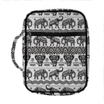 White And Black Indian Elephant Print Front Pocket Bible Bag