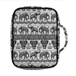 White And Black Indian Elephant Print Front Pocket Bible Bag