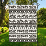 White And Black Indian Elephant Print Garden Flag