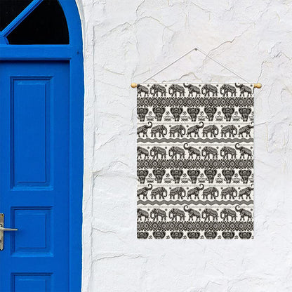 White And Black Indian Elephant Print Garden Flag