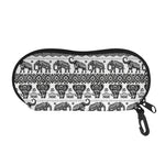 White And Black Indian Elephant Print Glasses Case