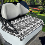 White And Black Indian Elephant Print Golf Cart Seat Cover