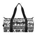 White And Black Indian Elephant Print Gym Bag