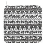 White And Black Indian Elephant Print Hand Towel