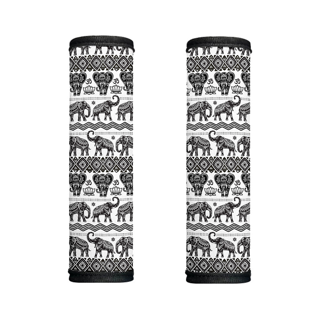 White And Black Indian Elephant Print Handle Covers