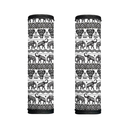White And Black Indian Elephant Print Handle Covers
