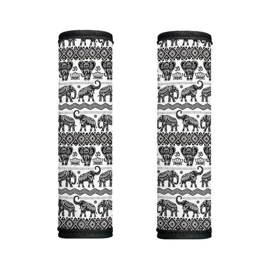 White And Black Indian Elephant Print Handle Covers