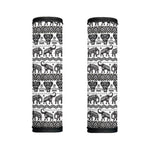 White And Black Indian Elephant Print Handle Covers