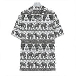 White And Black Indian Elephant Print Hawaiian Shirt