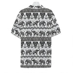 White And Black Indian Elephant Print Hawaiian Shirt