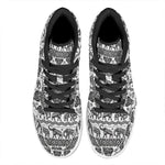 White And Black Indian Elephant Print High Top Leather Sneakers