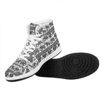 White And Black Indian Elephant Print High Top Leather Sneakers