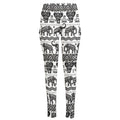 White And Black Indian Elephant Print High-Waisted Pocket Leggings