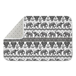 White And Black Indian Elephant Print Indoor Door Mat