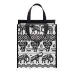 White And Black Indian Elephant Print Insulated Lunch Tote