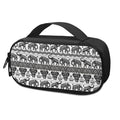White And Black Indian Elephant Print Portable Cooler Travel Case