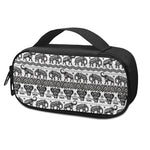 White And Black Indian Elephant Print Insulin Cooler Travel Case
