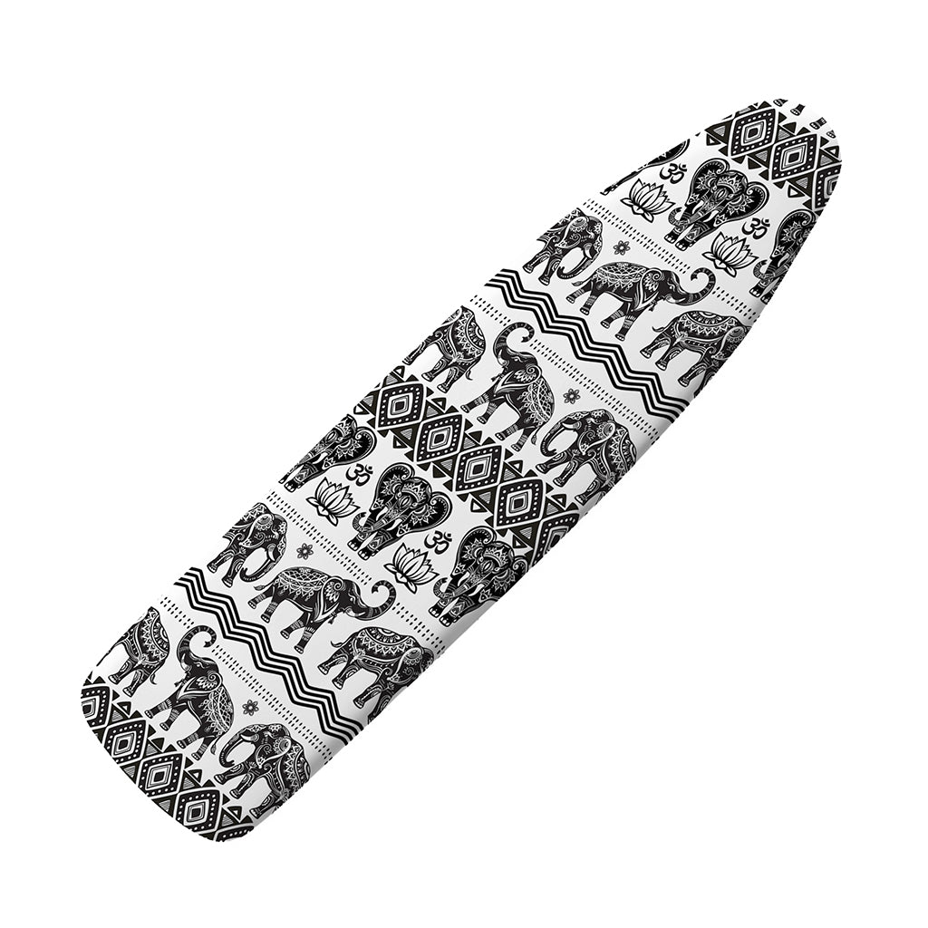 White And Black Indian Elephant Print Ironing Board Cover