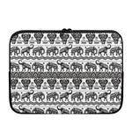 White And Black Indian Elephant Print Laptop Sleeve