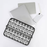 White And Black Indian Elephant Print Laptop Sleeve