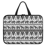White And Black Indian Elephant Print Laptop Sleeve With Handle