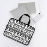 White And Black Indian Elephant Print Laptop Sleeve With Handle
