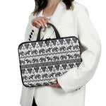 White And Black Indian Elephant Print Laptop Sleeve With Handle