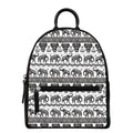 White And Black Indian Elephant Print Leather Backpack