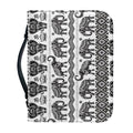 White And Black Indian Elephant Print Leather Bible Cover