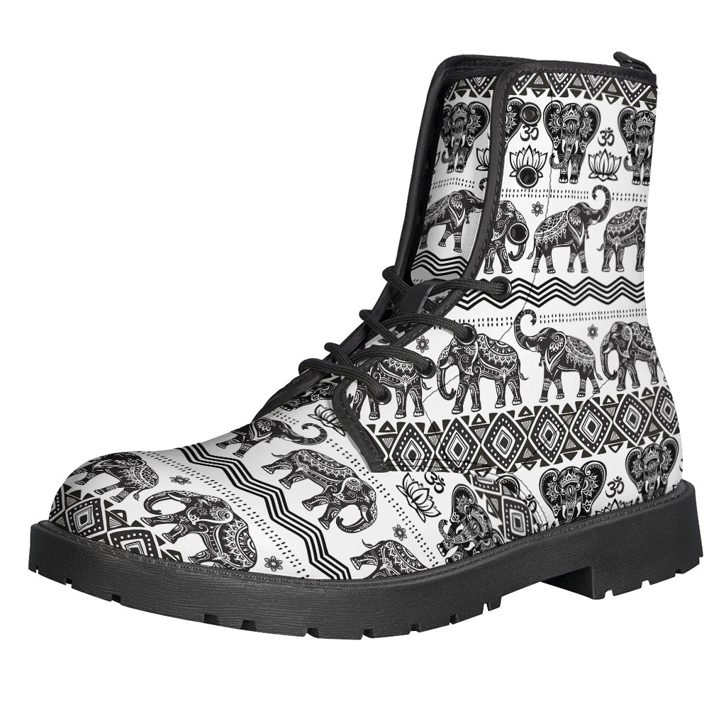 White And Black Indian Elephant Print Backpack