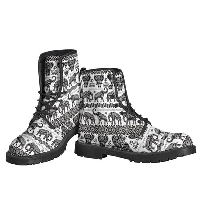 White And Black Indian Elephant Print Backpack
