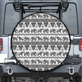 White And Black Indian Elephant Print Leather Spare Tire Cover