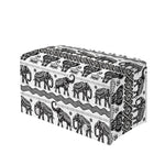 White And Black Indian Elephant Print Leather Tissue Box Cover