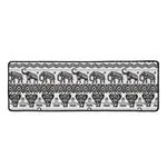 White And Black Indian Elephant Print Long Kitchen Mat