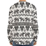 White And Black Indian Elephant Print Long Sleeve Baseball Jersey