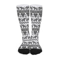 White And Black Indian Elephant Print Long Socks