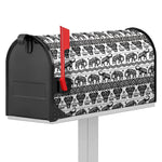 White And Black Indian Elephant Print Mailbox Cover