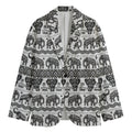 White And Black Indian Elephant Print Men's Cotton Blazer