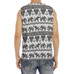 White And Black Indian Elephant Print Men's Fitness Tank Top