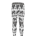 White And Black Indian Elephant Print Men's Leggings