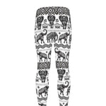 White And Black Indian Elephant Print Men's leggings