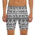 White And Black Indian Elephant Print Men's Long Boxer Briefs