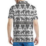 White And Black Indian Elephant Print Men's Polo Shirt